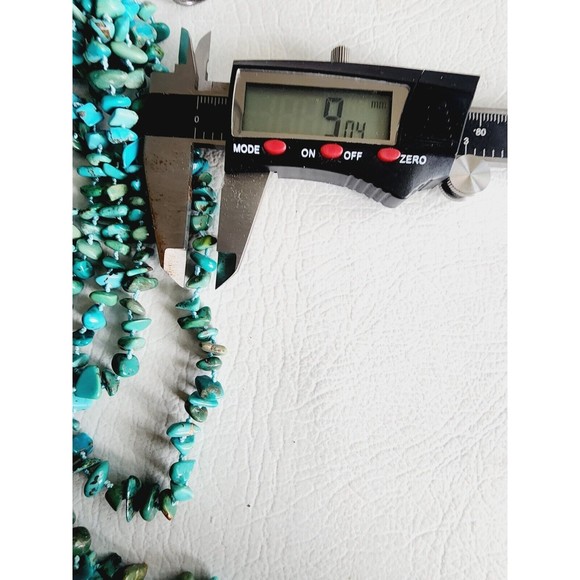 Vintage 925 Sterling Genuine TURQUOISE Chip 8 Strand Necklace Toggle Clasp - Picture 9 of 9